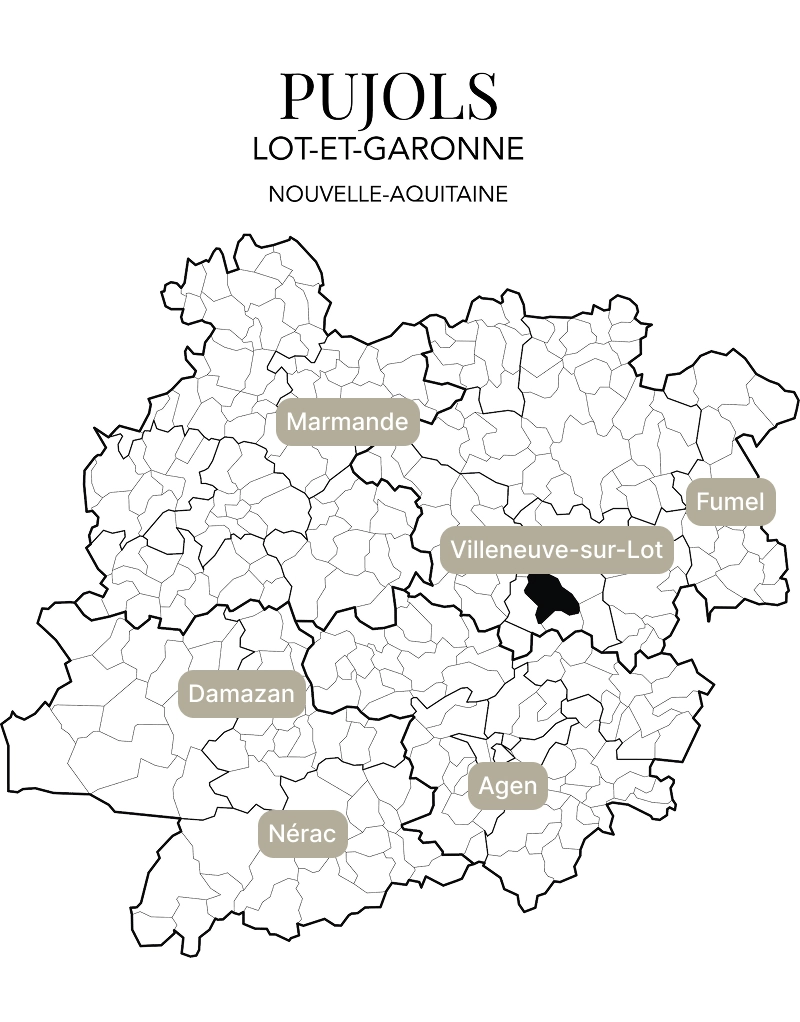 Situation de Pujols en Lot-et-Garonne