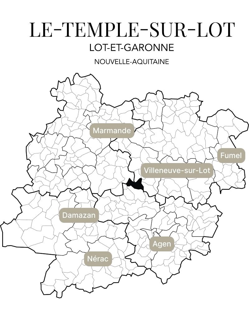 Situation du Temple-sur-Lot en Lot-et-Garonne